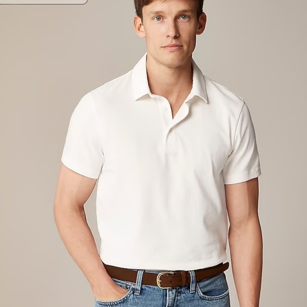 J crew ivory Sueded cotton polo shirt